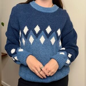 Vintage St. John’s Bay ramie/cotton diamond knit sweater size Large